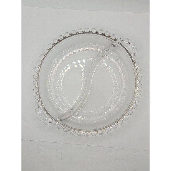 Vintage Candlewick Imperial Clear Glass Divided Relish Dish Beaded Bubble Edge - Picture 5 of 9